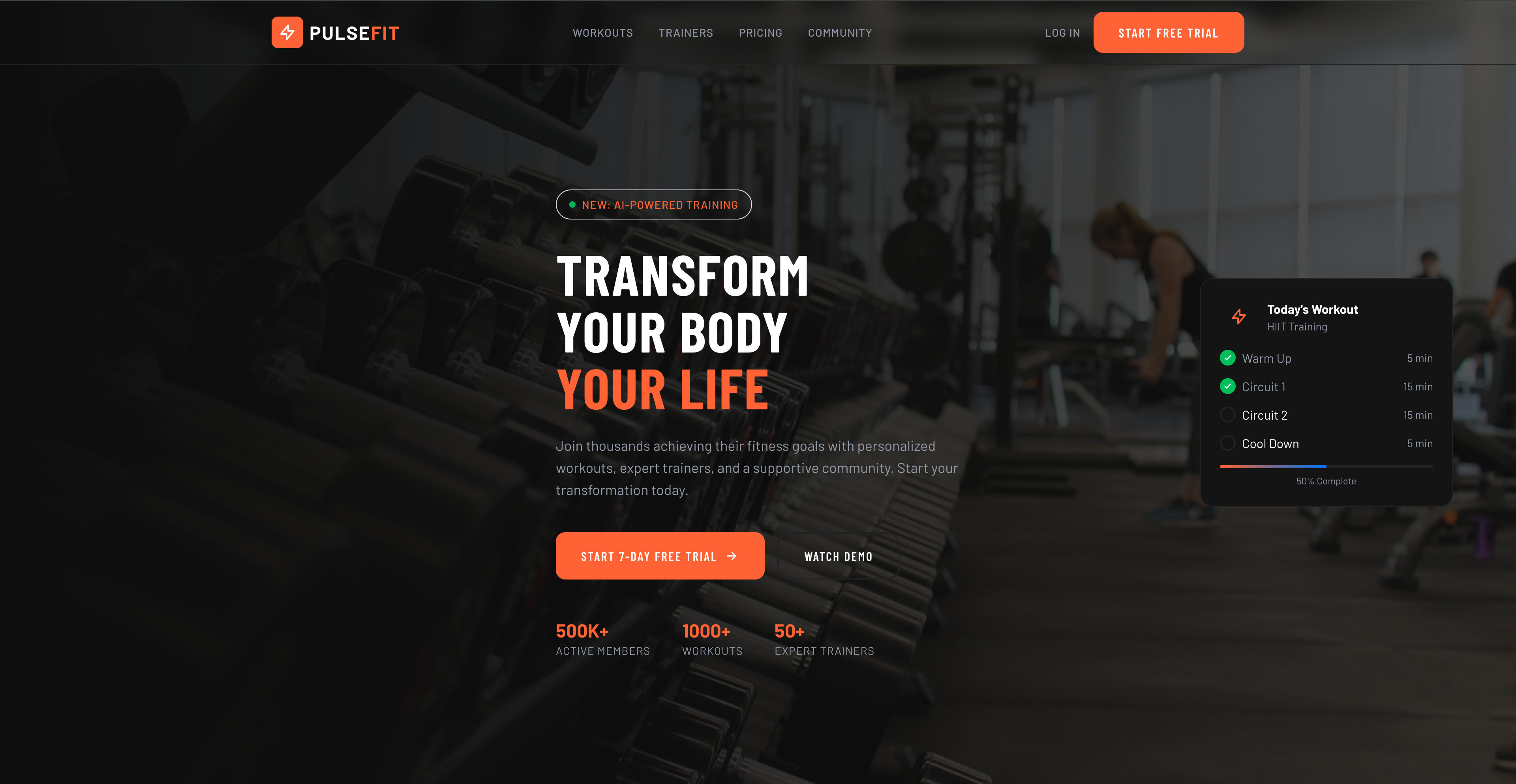 PULSEFIT - 健身房 Landing Page